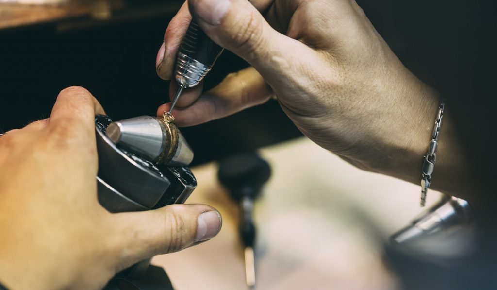 Jeweler working on a ring
