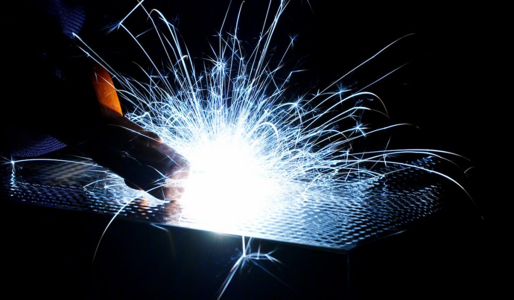 Metal Welding with sparks.